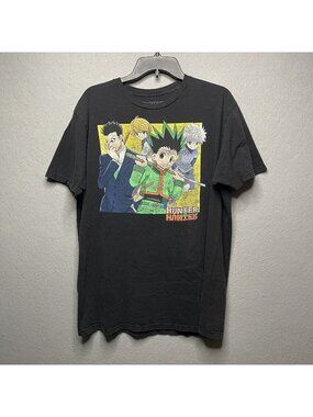 Hunter X Hunter Anime Graphic T-Shirt Gon Killua Kurapika Leorio Black Size XL